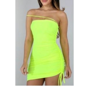Neon Lime Spaghetti Strap Bandage Bodycon Party Dr